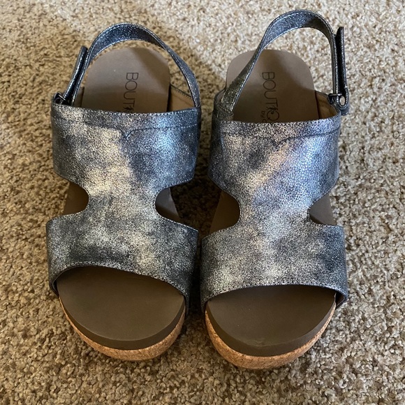 black metallic sandals